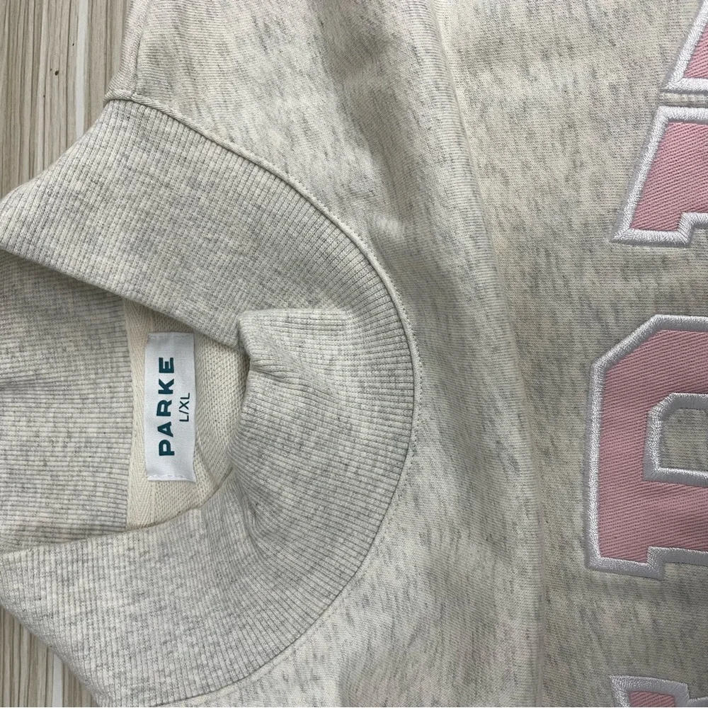 Parke Gray Mock-Neck Sweatshirt with Pink PARKE Lettering - Picture 7 of 7